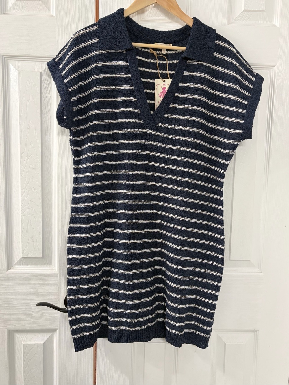 Easel Women’s Navy & White Striped Knit Dress